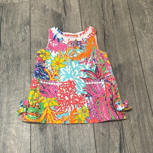 • LILLY PULITZER • Baby Girls MULTI-COLOR FLORAL Shift DRESS Pink / Orange - Picture 2 of 4